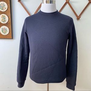 Sandro Quilted Linen Knit Navy Blue Heavyweight Sweater XS